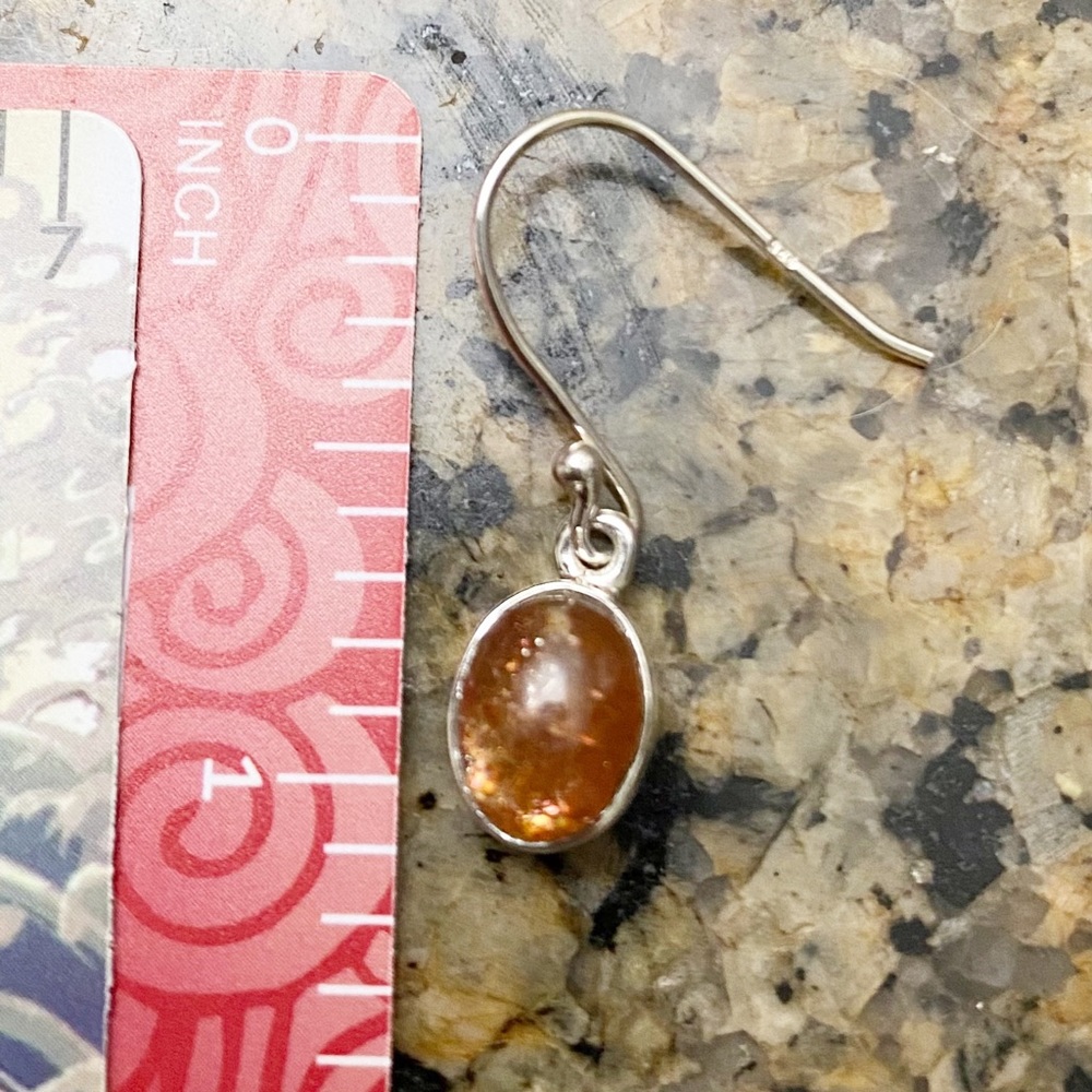 Genuine Sunstone Earrings set in 925 Sterling Silver